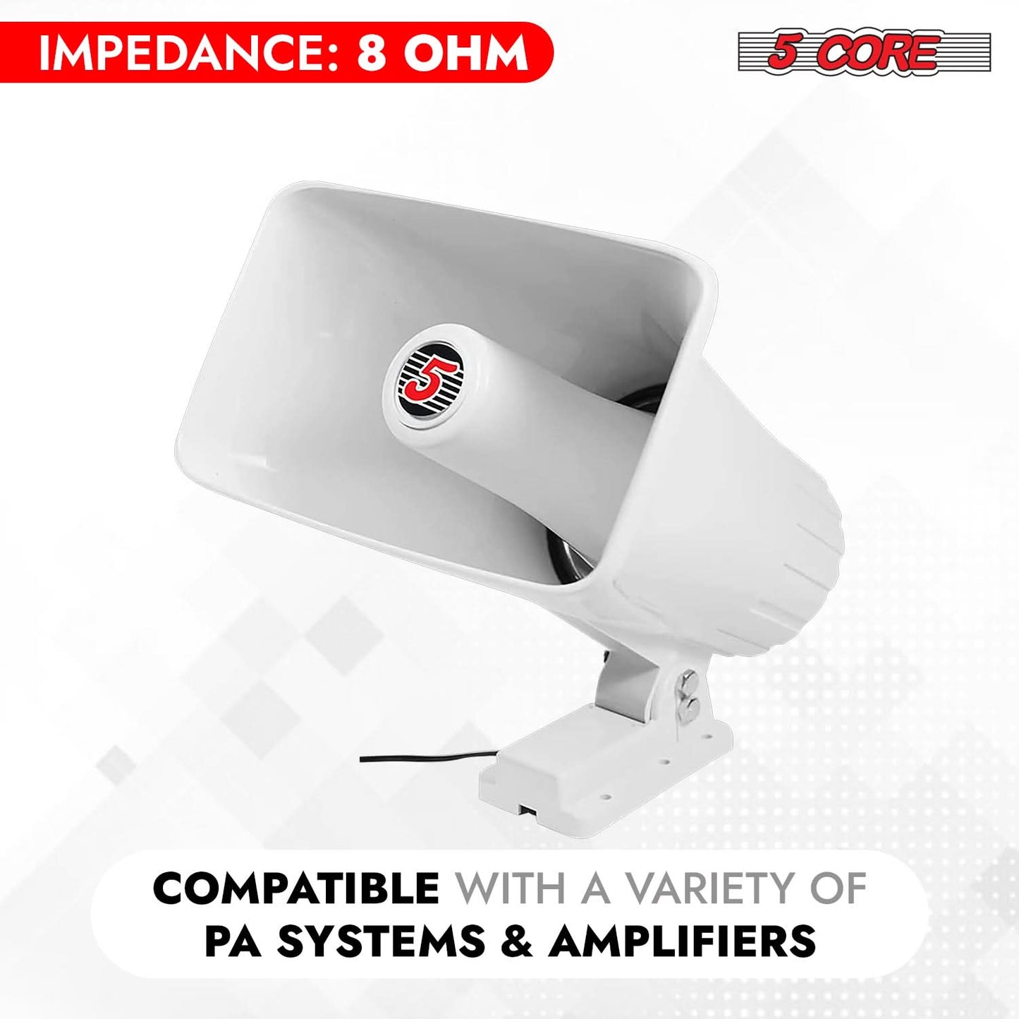 5 Core PA Speaker 5 x 8" 65W Bull Horn Loud Audio Outdoor Speakers System 8Ohm Reflex Megaphone