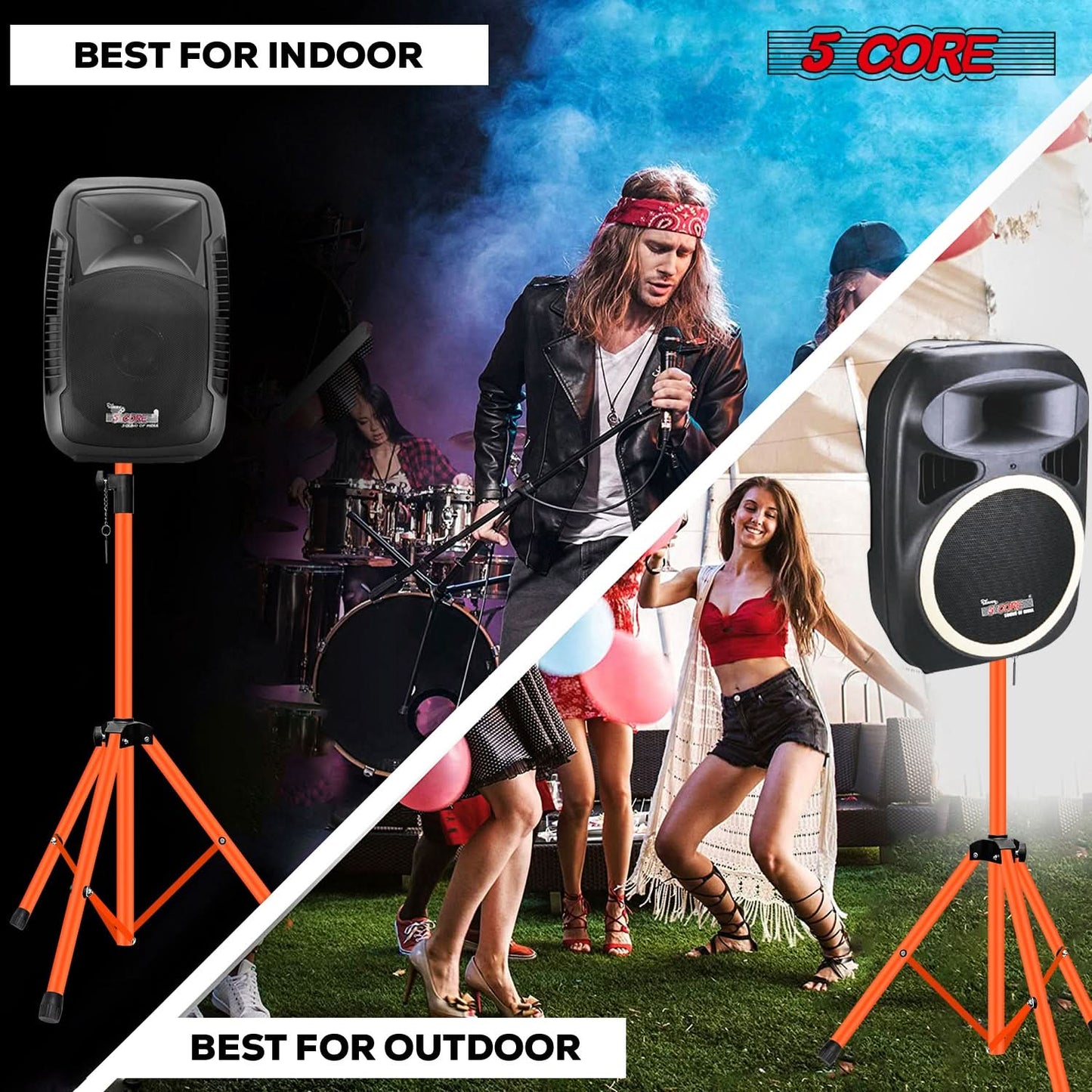 5 Core Speaker Stand Pair Adjustable Heavy Duty PA DJ Tripod Studio Monitor Stands w 35mm Insert