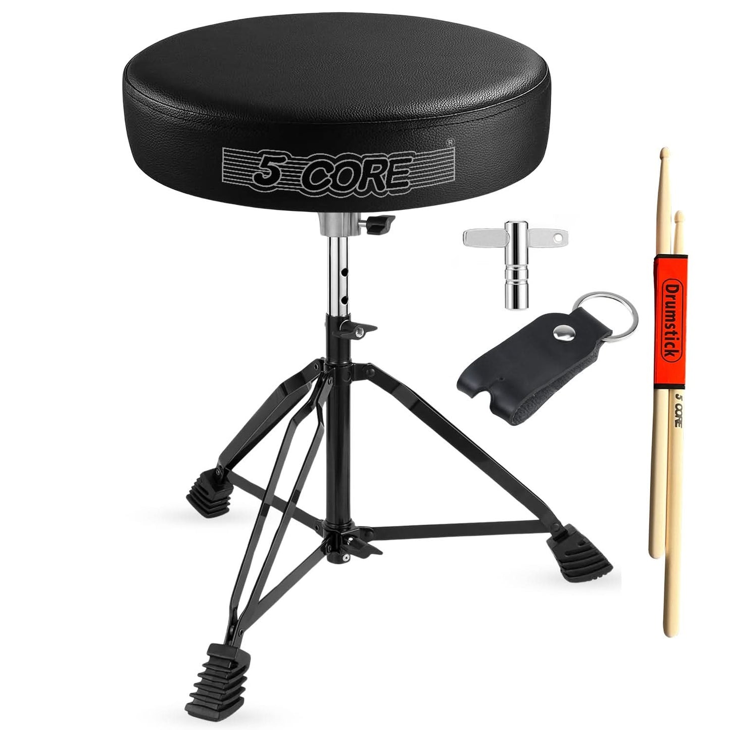 5 Core Drum Throne 3" Thick Padded Comfortable Guitar Stool Drummer Chair Adjustable Musician Seat