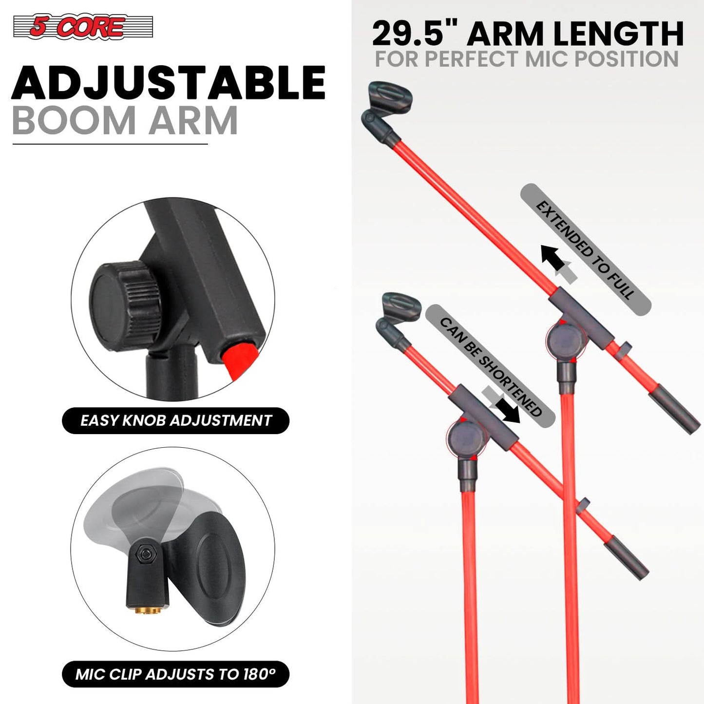 5Core Tripod Mic Stand 2Pcs Adjustable Holder Floor Microphone Boom Arm