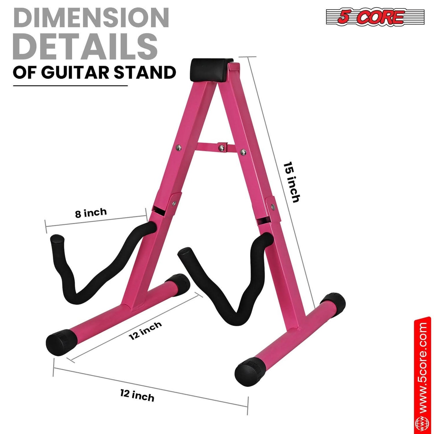 5 Core Guitar Stand 2PC A Frame Shape w Soft Foam Arm Non Slip Rubber for Acoustic Electric Bass